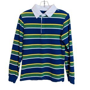 Janie and Jack Blue Green Stripe Long Sleeve Polo Youth Size 12